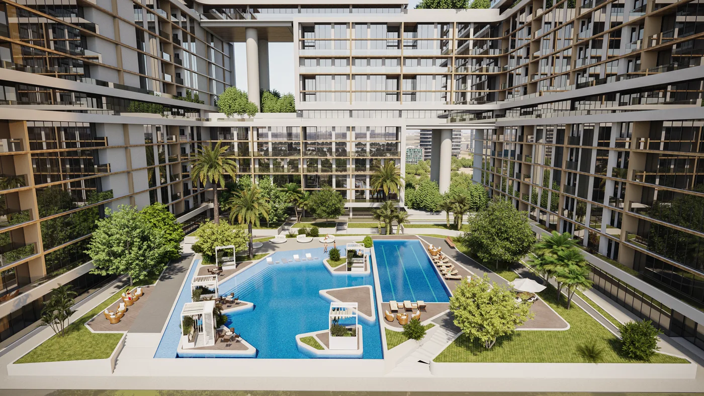 Refresh courtyard — pools, jacuzzi, sunbeds
