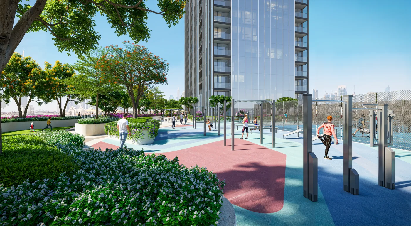Rejuvenate courtyard — fitness, climbing, running